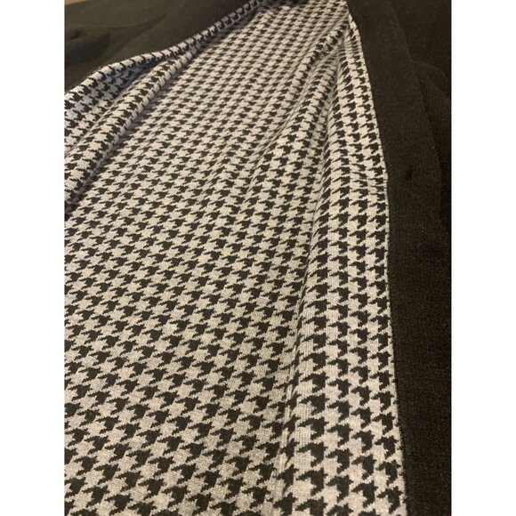 Halston M Black Gray Houndstooth Single-Button Sweater Cardigan Jacket - Picture 8 of 9